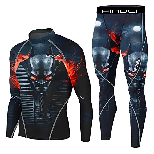 Findci Mens Sports Compression Baselayer Set Leisure Camouflage Long Sleeves Workout Trousers Training Tracksuits