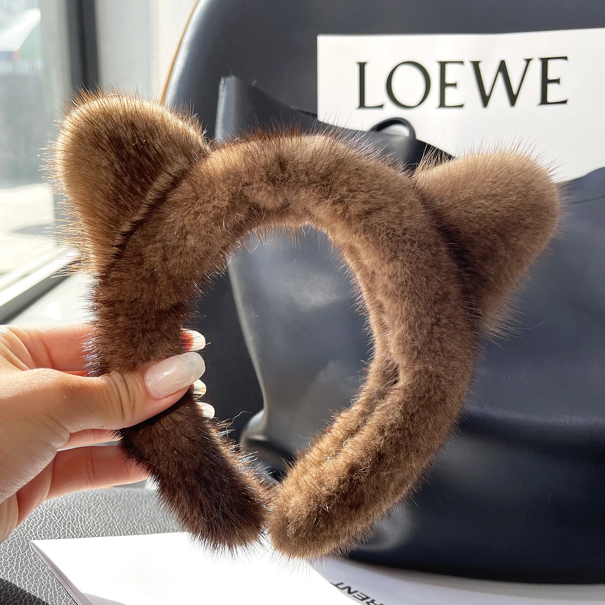 2021 New Real Mink Fur Headband Cat Ear Face Wash Pin Internet Celebrity Headband Cute Plush Headdress Makeup Hairpin Fur Clip