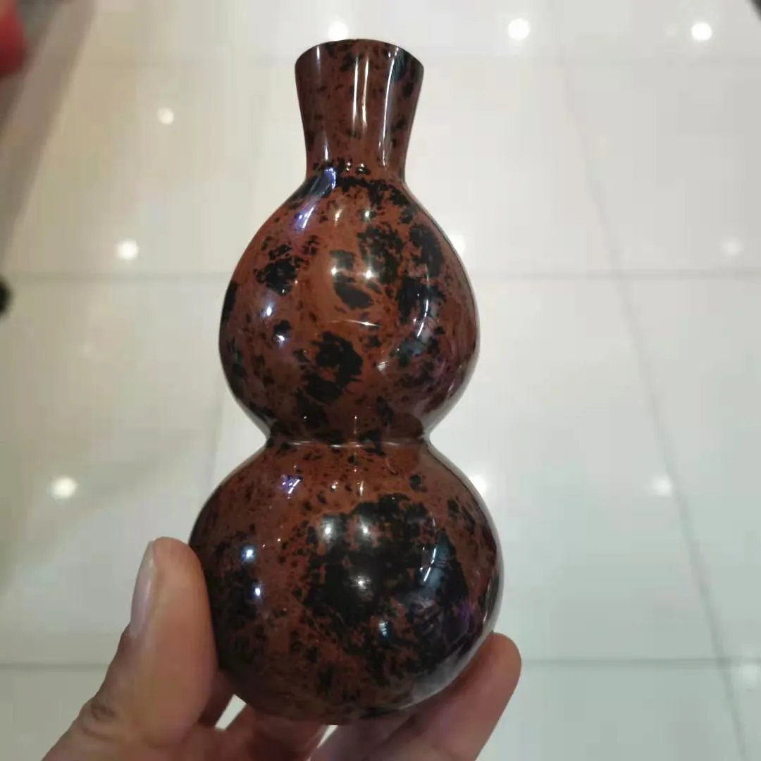 Натуральный красный обсидиан Lagenaria Weearia каменный кристалл бутылка тыква поделки для украшения дома