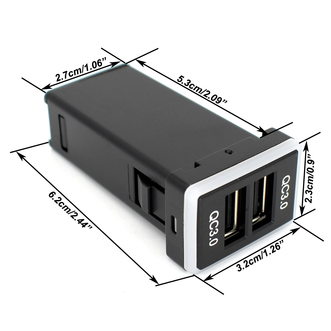 QC 3.0 Car USB Dual Charger Port Phone Quick Fast Charge PDA DVR Plug Play Adapter Cable For Toyota Blue LED Light Auto Styling