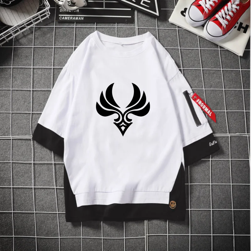 Nieuwe Genshin Impact Anime Perifere Oog Van God Korte Mouwen Cosplay Venti Klee Joint Zomer Top Kleding Toevallige T-shirt