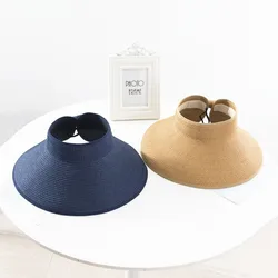 Chapeau de plage d'été pour femmes, vente en gros, chapeau de paille de Protection, pare-soleil, nœud vide, nouvelle collection