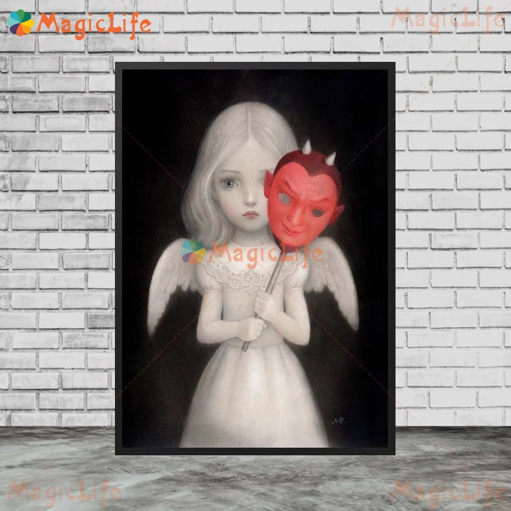 Serious Doll Cartoon Baby Girl Wall Pictures For Living Room Nursery Nordic Poster Wall Art Canvas Painting Home Decor Unframed