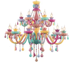 Macaron chandelier Children's room crystal Light use for Bedroom  living room  dining room LED E14 AC110V 220V   Indoor Lighting