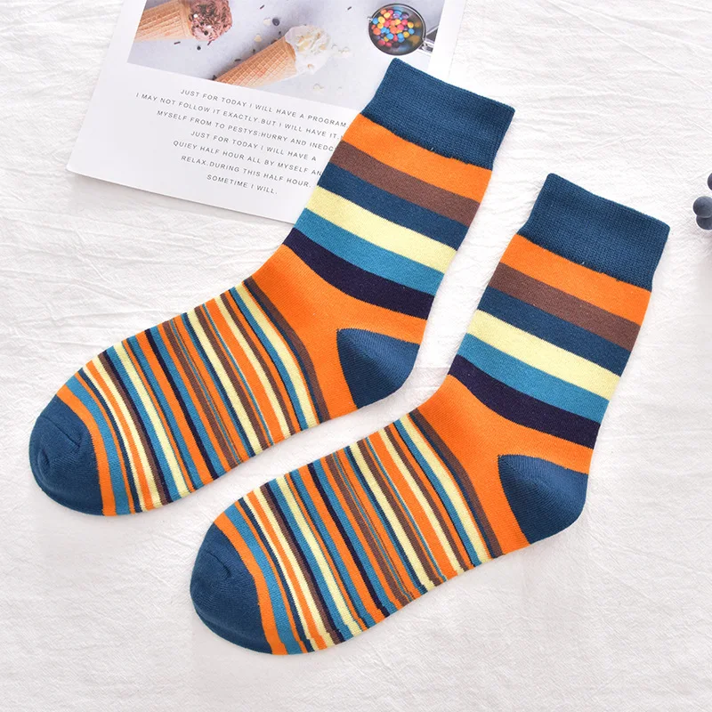 5 pairs of socks standard new socks men\'s British style cotton socks, retro colors Harajuku Street fashion men no gift box