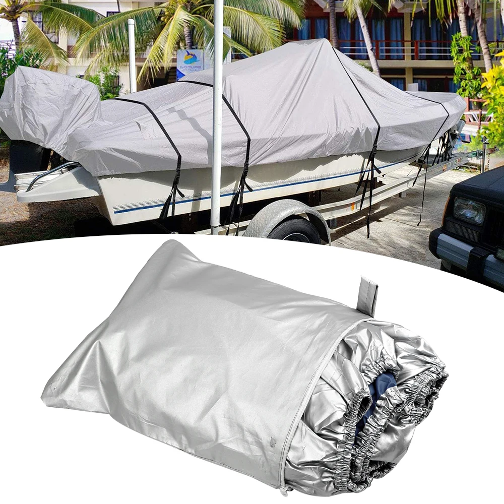 

5 Sizes Boat Cover 300D Oxford Fabric Outdoor Protection Waterproof Reflective Anti-smashing Tear Proof Fit Bass Boats 20-22FT