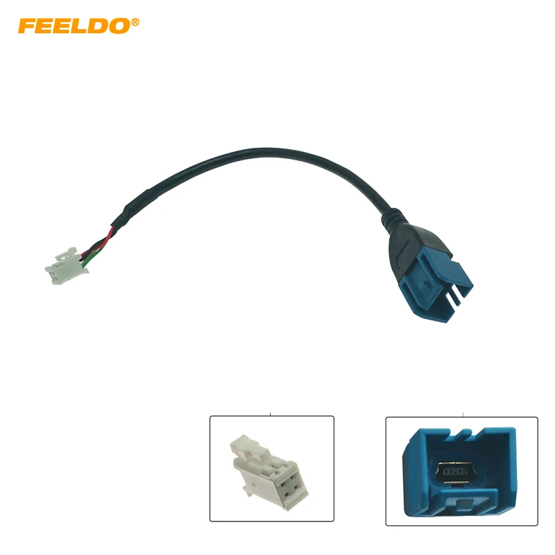 FEELDO Car Audio Input Media Data Wire Mini USB To 4Pin Cable Adapter For Nissan Ford Series USB AUX Transfer #HQ6783