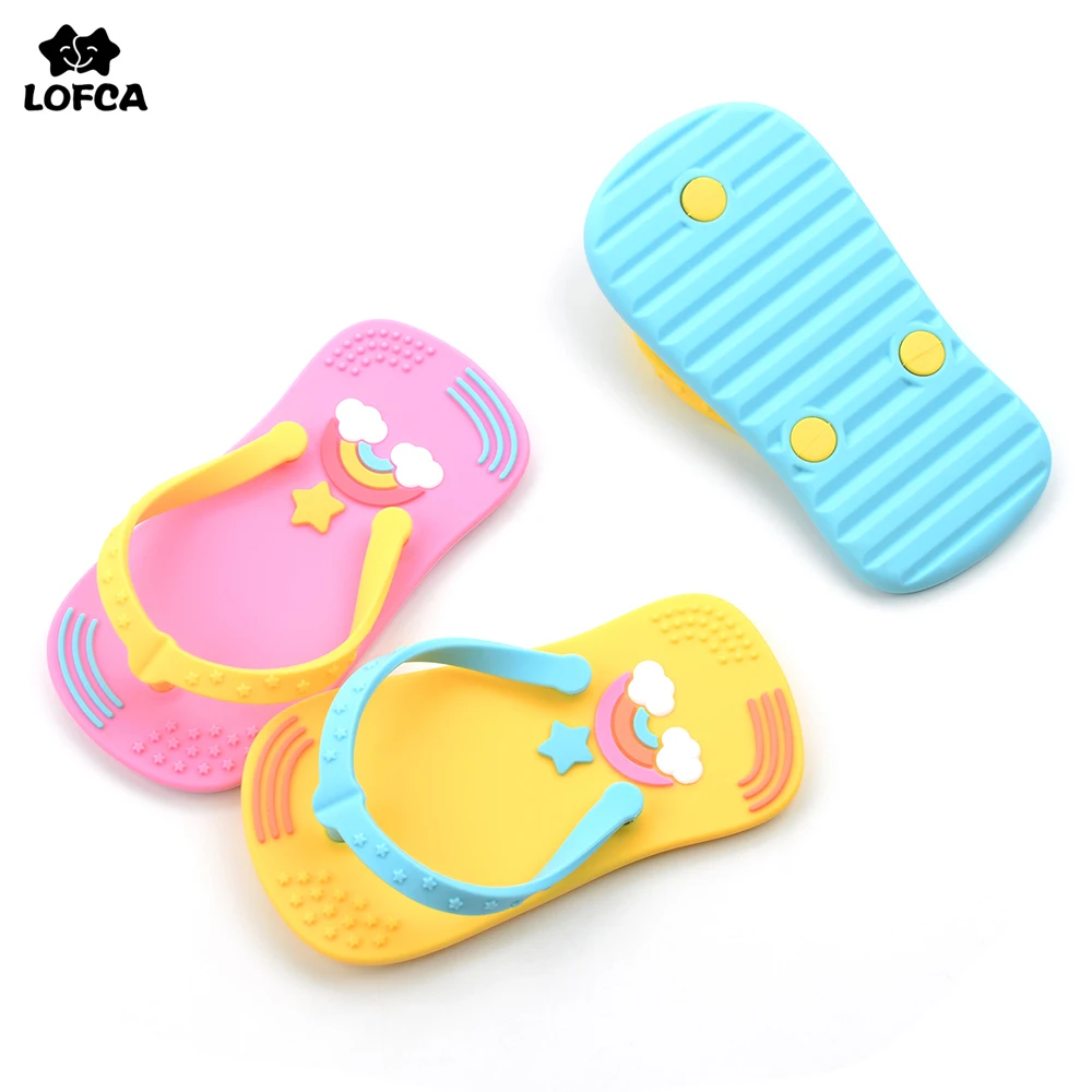 LOFCA Flip Flops Sillicone Teether Baby Teething Pendant Accessories Food Grade Silicone beads BPA FREE Silicon Teethers