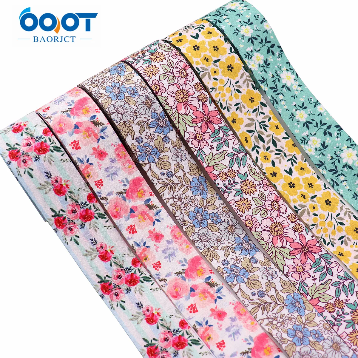 Spring Flowers Double-sided Fabric Ribbons 211130-3 5 Yards for Gifts Wrapping Crafts DIY Handmade Bow Hair Ornament Ribbon