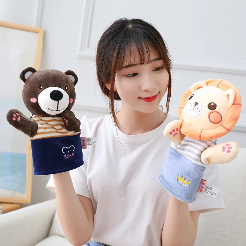 Cartoon Hand Puppet Cute Tease Baby Child Zoo Plush Animal Hand Glove Puppet Finger Sack Stuffed doll Funny Kids Birthday Gift