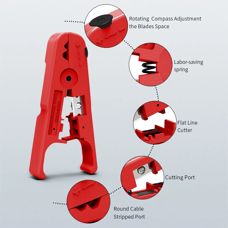 AMPCOM Wire Stripper Ethernet Cable Cutter Round Cable Cutting Tool Lan Cable Stripping Tool for CAT7 CAT6 CAT5E CAT5 Round Wire