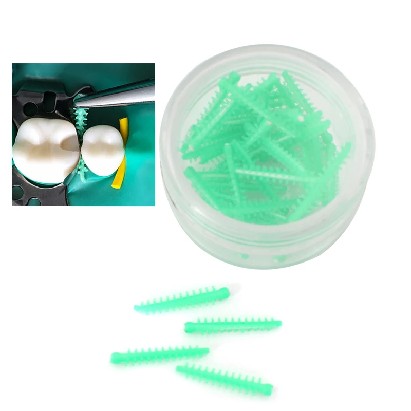 40pcs/Box Dental Silicone and Plastic Adaptive Interdental Wedges Dental Matrice Matrix Wedges Medical