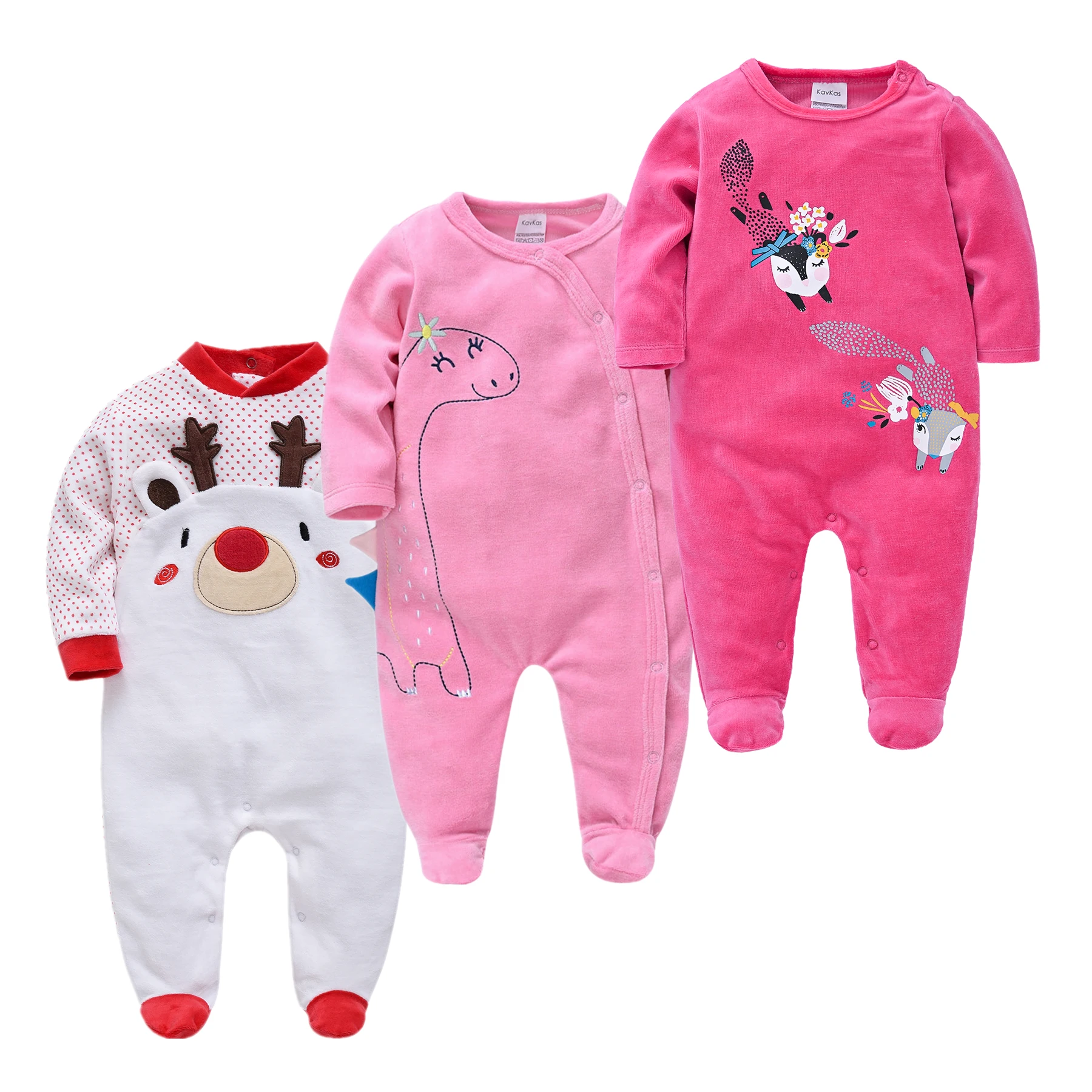 

Roupa De Bebe 3PCS Cartoon Baby Clothing Elk Velvet Christmas Newborn Baby Girl Footie Warm Flannel Toddler Unisex Overall 0-12M