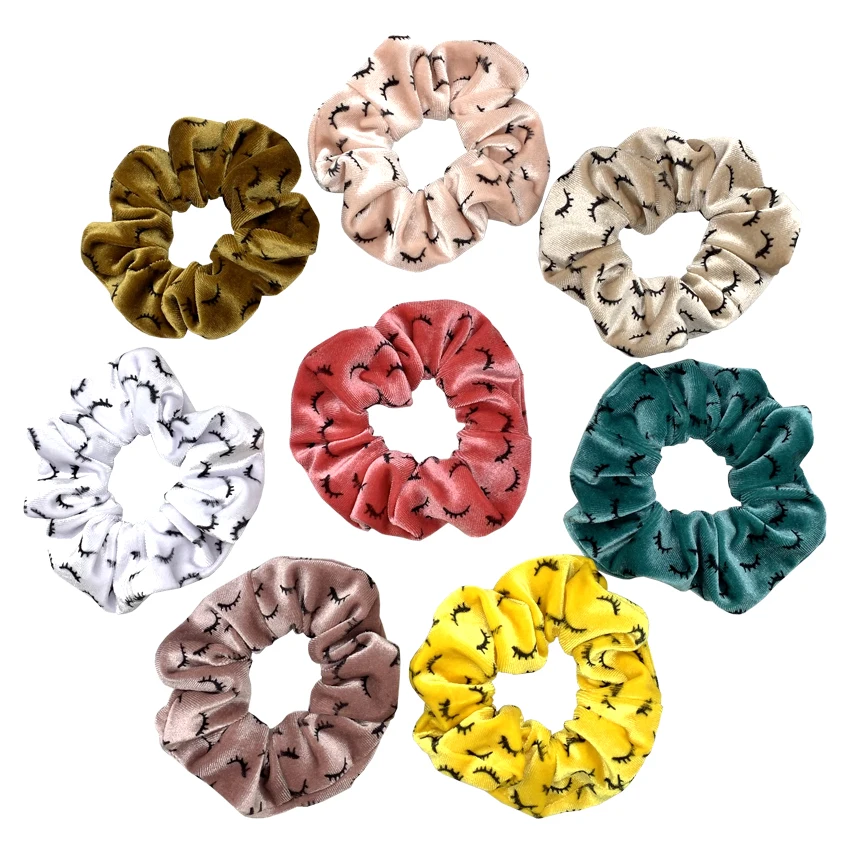 20Pcs 6 Colors Velvet Eyelash Hair Scrunchies Wholesale Vintage Wild Hairband Elastic Rubber Band Girls Fashion Ponytail Holder