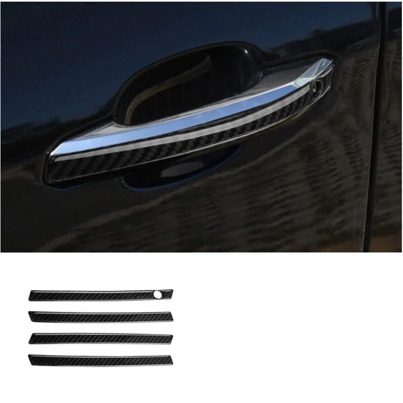 Carbon Fiber Car Outer Door Handle Covers Trim Car Styling For Audi A4 A5 2017-2021 Outside Handle Sticker Car Accessories