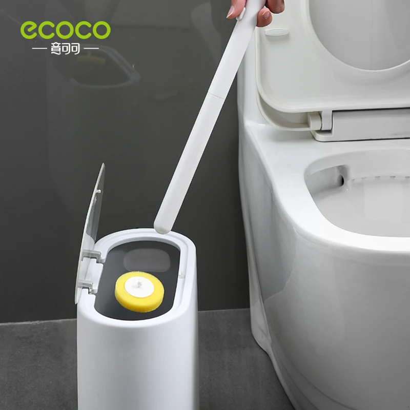 ECOCO Wall-mounted Disposable Toilet Brush Set 360 No-Dead Corner Cleaning Brush Replacement BrushHead Bathroom Accessories