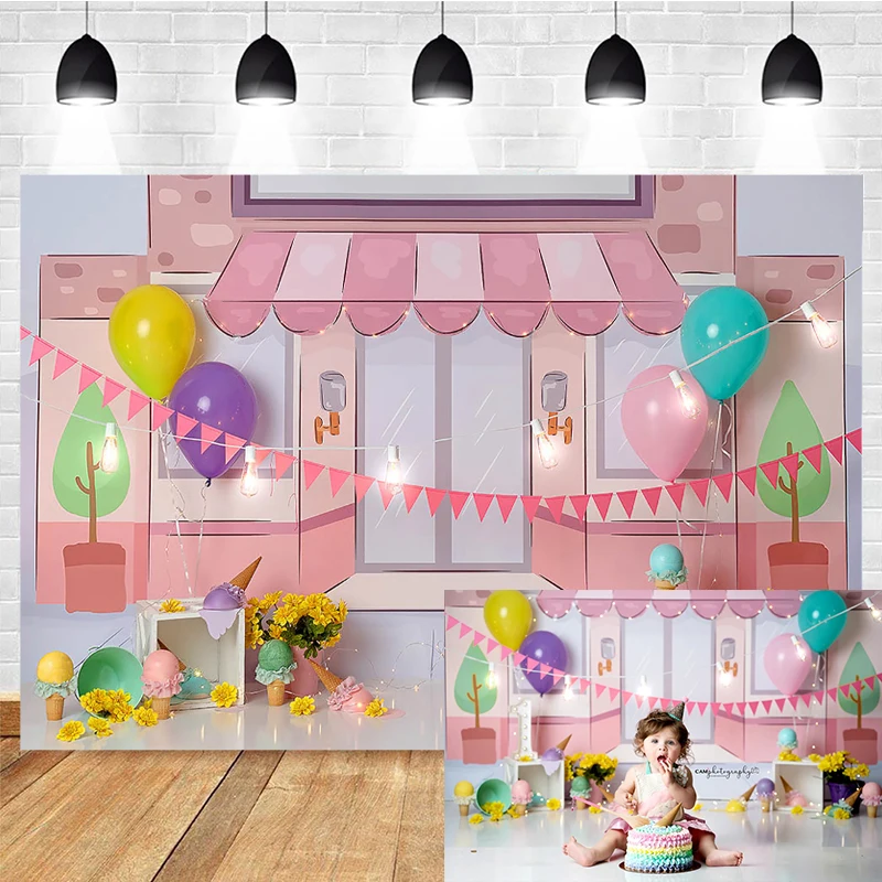 Mocsicka Children Birthday Cake Smash Backdrop Photocall Rainbow Balloons Newborn Portrait Background Photography Photo Studio