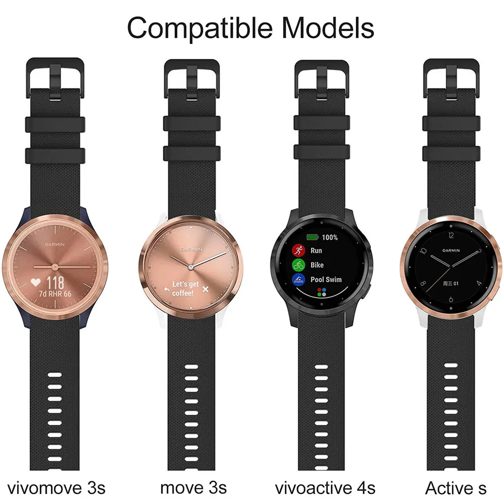 18mm pulseira de relógio para garmin vivomove 3s silicone pulseira para nokia withings aço hr acessórios relógio