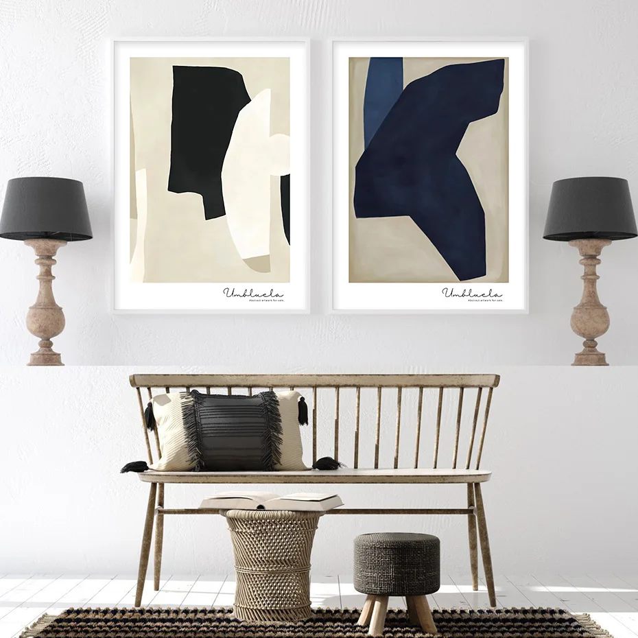 Moderne Beige Schwarz Abstrakte Muster Leinwand Malerei Poster Drucken Wand Kunst Bilder für Wohnzimmer Innen Dekoration