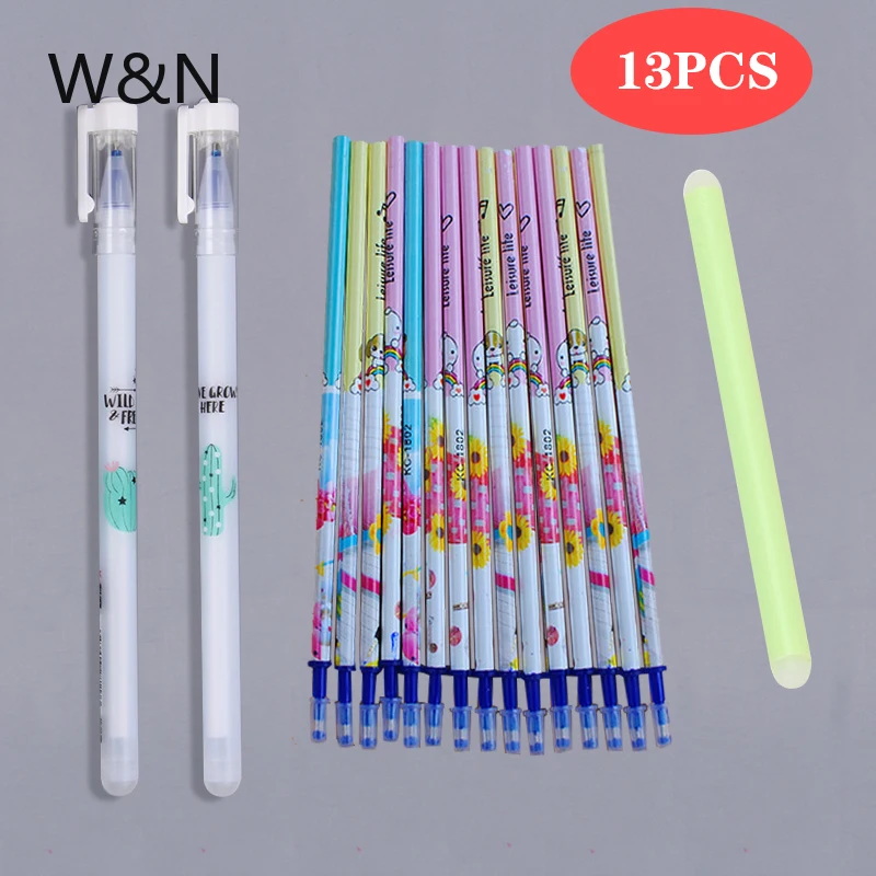 

13Pcs/Lot Erasable Pen Refill Set Washable Handle 0.38mm Blue/Black ink Refill Rod Erasable Pen for School Office Writing Tool