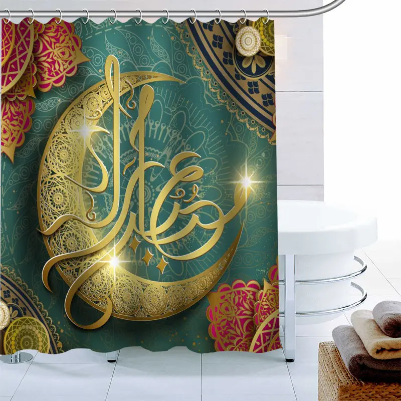 Nieuw Ramadan Douchegordijn Polyester Stof High Definition Print Badkamer Gordijn Waterdicht 12-haak Badgordijn 0331