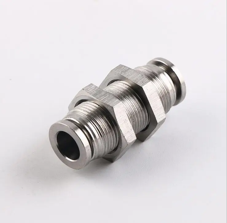 Pneumatic 4mm 6mm 8mm 10mm 12mm 14mm 16mm Stainless Steel 304 Push Connect bulkhead union pneumatic ftting