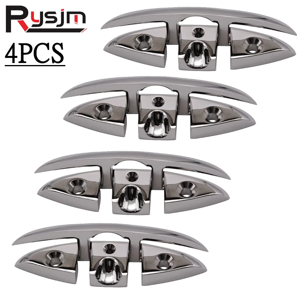 4PCS Stainless Steel Cleat Marine Hardware Foldable Boat Cleats Folding Deck Mooring Cleat Flush Mount Cleat Boat Accessories