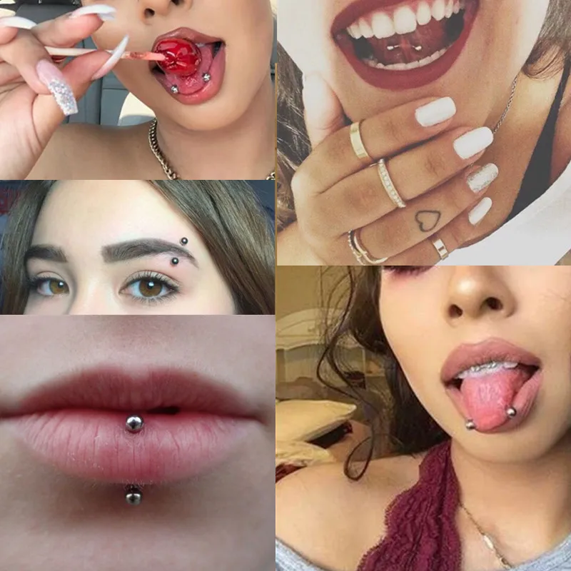 Piercings de titanio para cejas, 10 unids/lote, pendiente de plátano, hilo externo, 16G, barra curva, Tragus, cartílago de la oreja, joyería