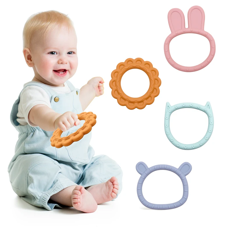 100%Food Safe Approve Silicone Nursing Gift For Baby Teether Cartoon Animal Teething Baby Chewing Toys Children's Products