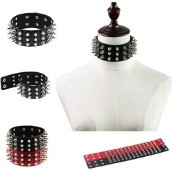 Punk PU Leather Spike Choker Necklace Women Rivets Neck Wear Funky Chockers collar lock fashion jewelry