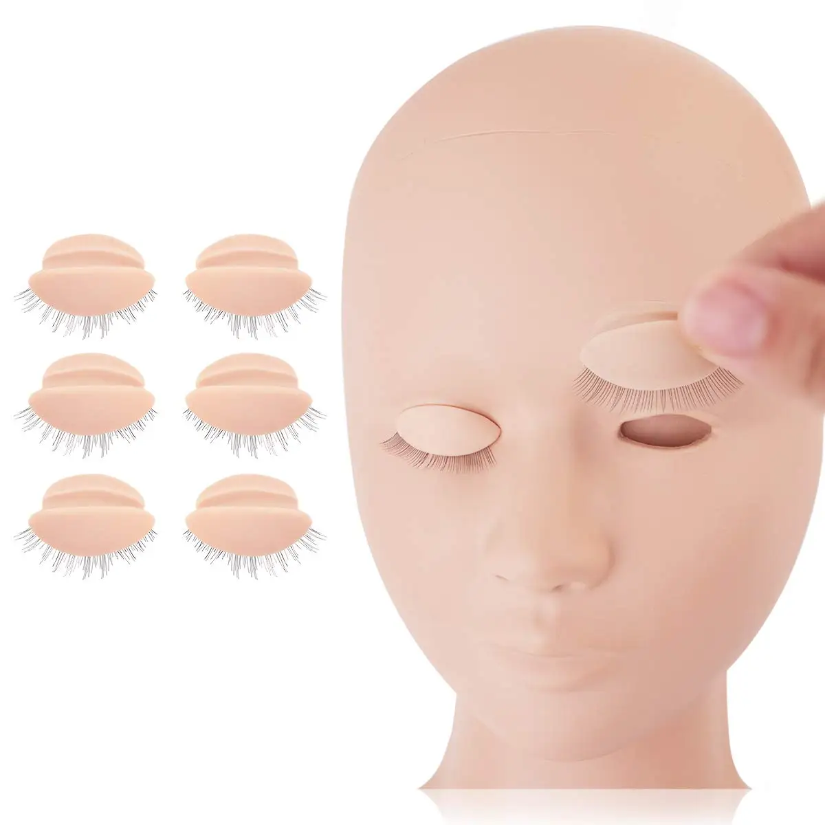 3 Colors Practice Grafted Eyelash Extension Training Mannequin Head Silicone Replacement Eyelids Model Eye Lash Extension Tool