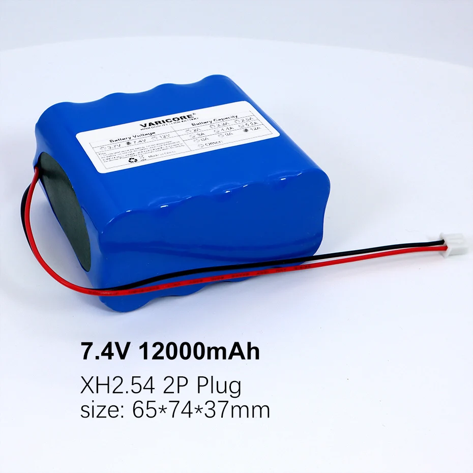 7.4V/8.4V 18650 Lithium Batterij 2600Mah 3000Mah 5200Mah 6000Mah 9000Mah 12000Mah met Pcb Beschermen XH2.54 2P Plug