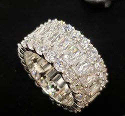 Luxury Eternity Full Lab Diamond Ring 925 sterling silver Bijou Engagement Wedding band Rings for Women men Charm Jewelry Gift