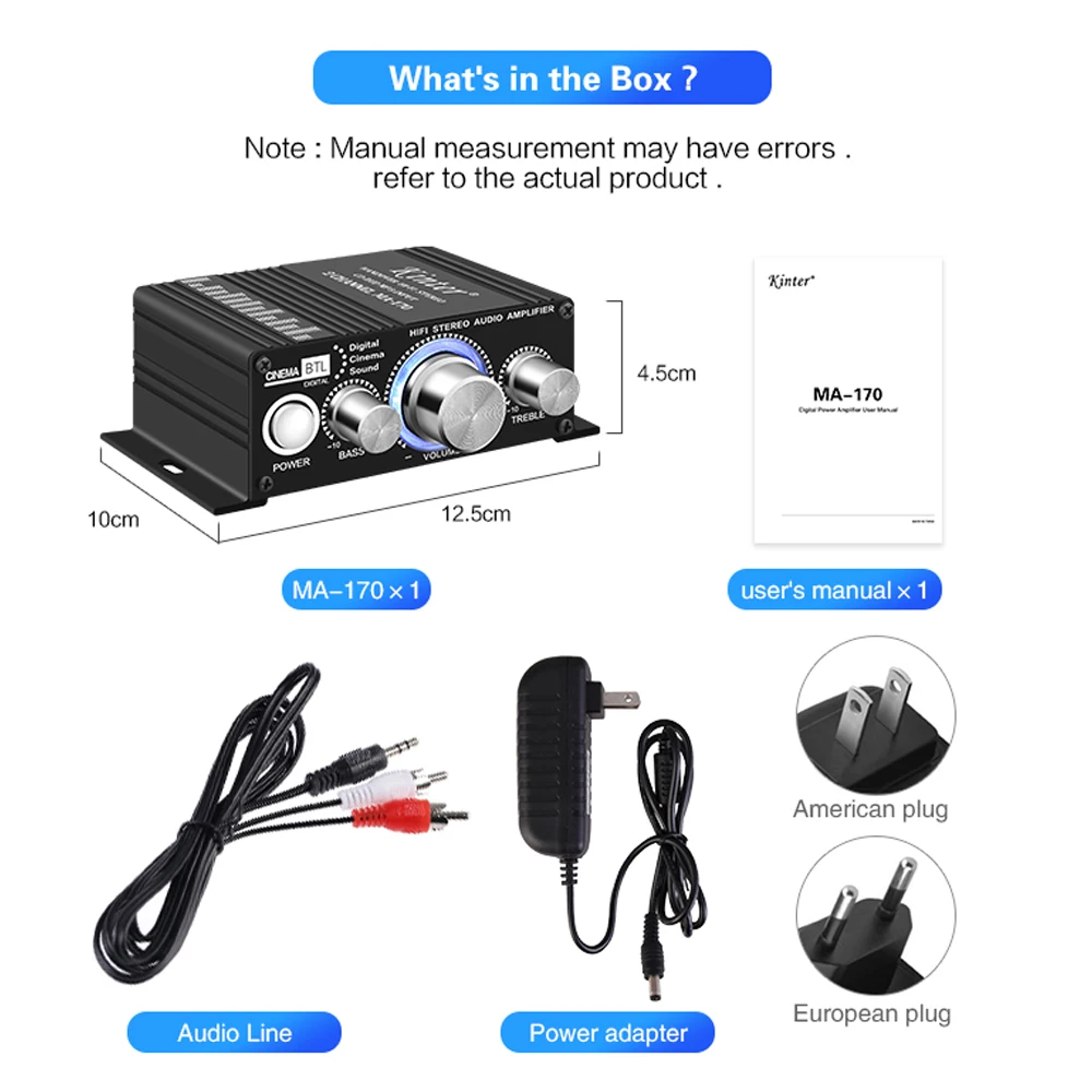 Amplificadores de potência doméstica KINTER MA-170 Amplificador de som surround RCA de 2 canais Mini amplificador digital HIFI estéreo MA170