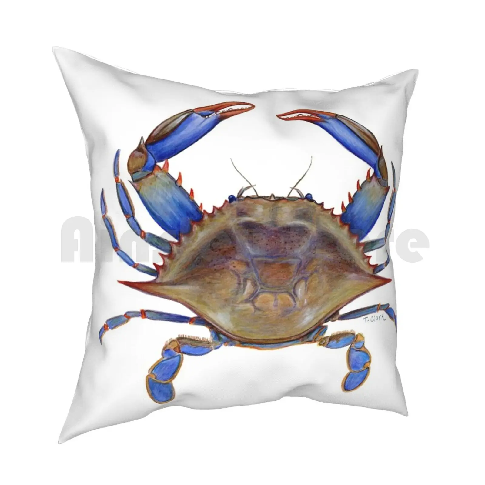 Blue Crab ( Callinectus Sapidus ) Pillow Case Printed Home Soft DIY Pillow cover Blue Crab Crab Tamara Clark Eden Ocean Sea