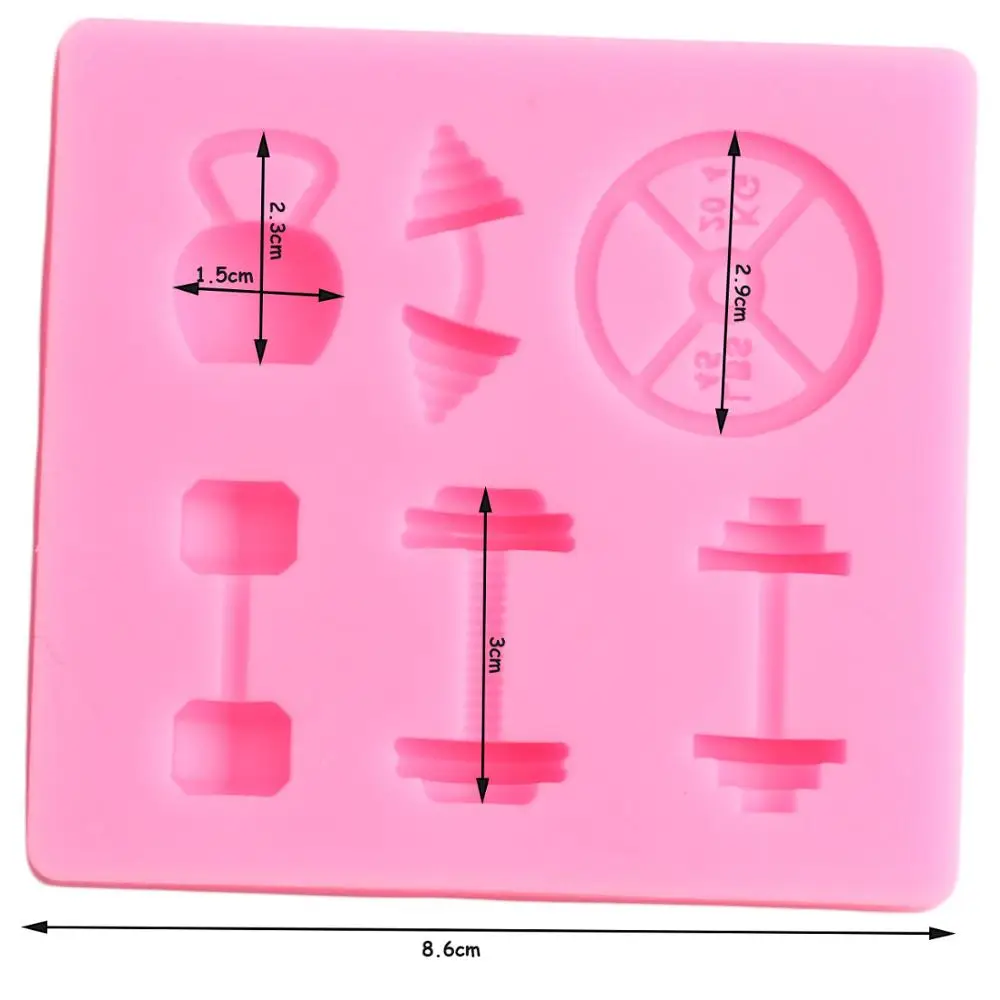 Sports Equipment Silicone Molds Dumbbell Shot Put Fondant Mould Baby Birthday Cake Decorating Tools Candy Clay Chocolate Moulds