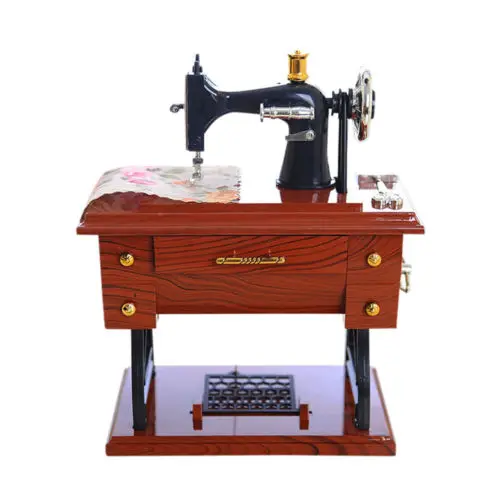 Sewing Machine Music Box Mini Vintage Retro Sewing Clockwork Music Box Christmas Valentine's Day Gift Table Home Decoration