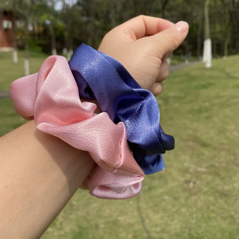 2pcs /pack Girls  Korea colorful Silk hair band elastic Satin scrunchie set women Mickey crunchy hair tie rope headband Headwear