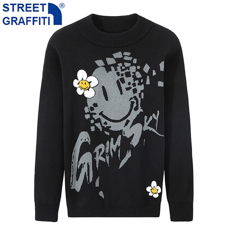 

Men Autumn New Casual Cotton Hip Hop Sweater Pullovers Men Spring Fashion O-Neck Knitted Sweater Jumpers Streetwear Sweaters