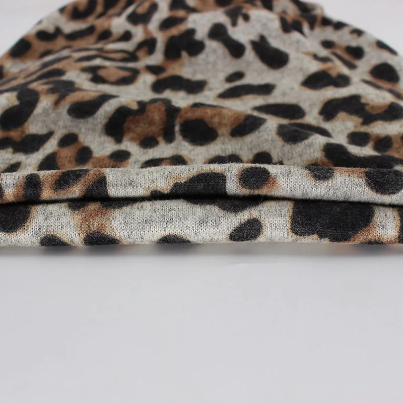 Hip Hop Women Fashion Leopard Print Warm Hat Caps For Girl Dot Spring Autumn Cotton Beanies Skullies Double Used Hats Scarf
