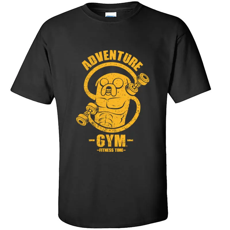 Adventure Time Gym Jake T - Shirt Deadlift Bodybuilding Mens Extended Tshirt 100% Cotton Funny Tshirt Boy