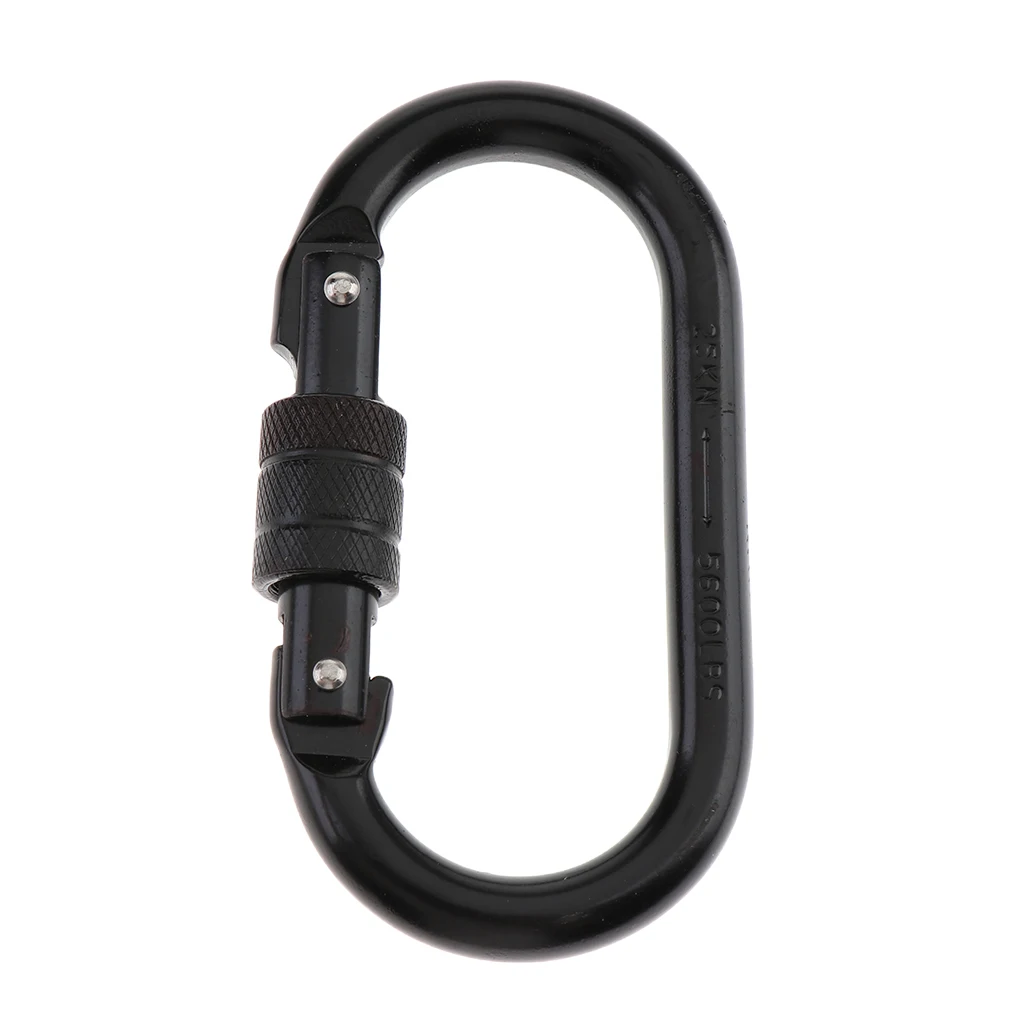 1pcs 25KN O-Shaped Climbing Screwgate Carabiner Clip For Rock Climbing Steel