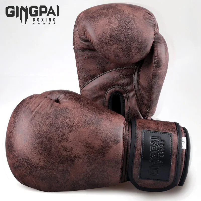 

GINGPAI New Good Quality 6 8 10 12oz Kids Men Women Muay Thai Sanda Punching Bag Training MMA Boxing Gloves Solid Color