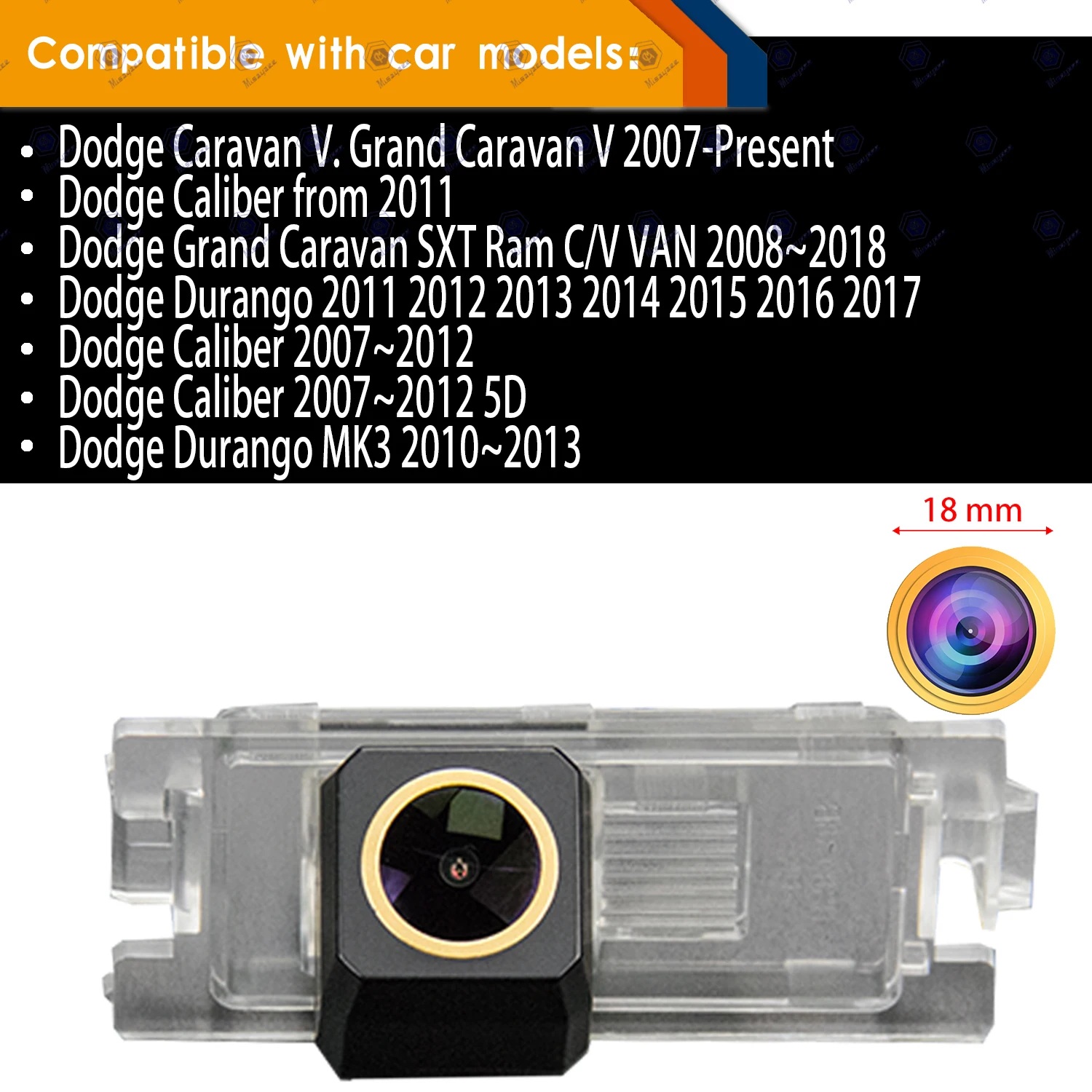 HD 1280*720p Rear View Night vision Camera for Dodge Grand Caravan Journey JCUV Caliber ,Parking Waterproof Golden Camera