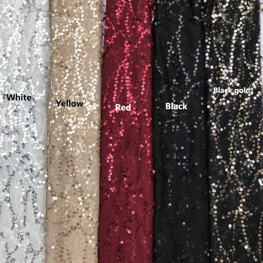 1m/Lot Bling Sequined Mesh Gauze Tulle Fabric Sewing For DIY Dress Shirt Skirt Embroidery Tassels Lace Cloth Material Accessory