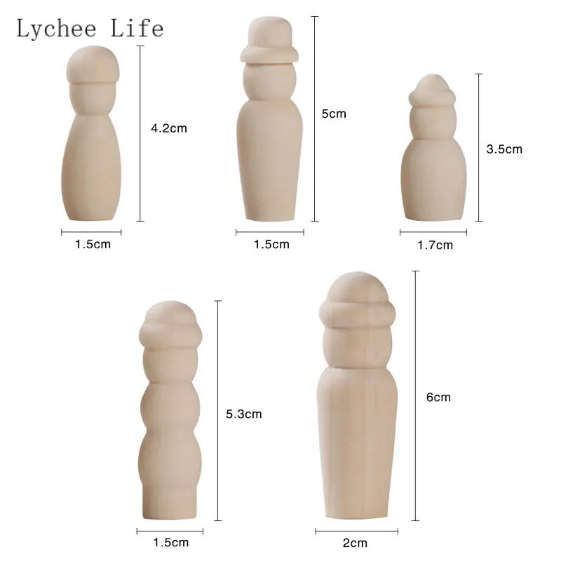 Lychee Life – poupées en bois inachevé, pièces/ensemble pièces, ensemble familial artisanal, accessoires faits à la main, figurines, corps, décoration de maison