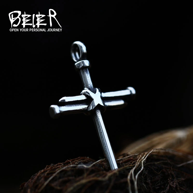 Stainless Steel Pendant Religious Simple nail cross pendant Religious Christian Men Necklace Jewelry BP8-680