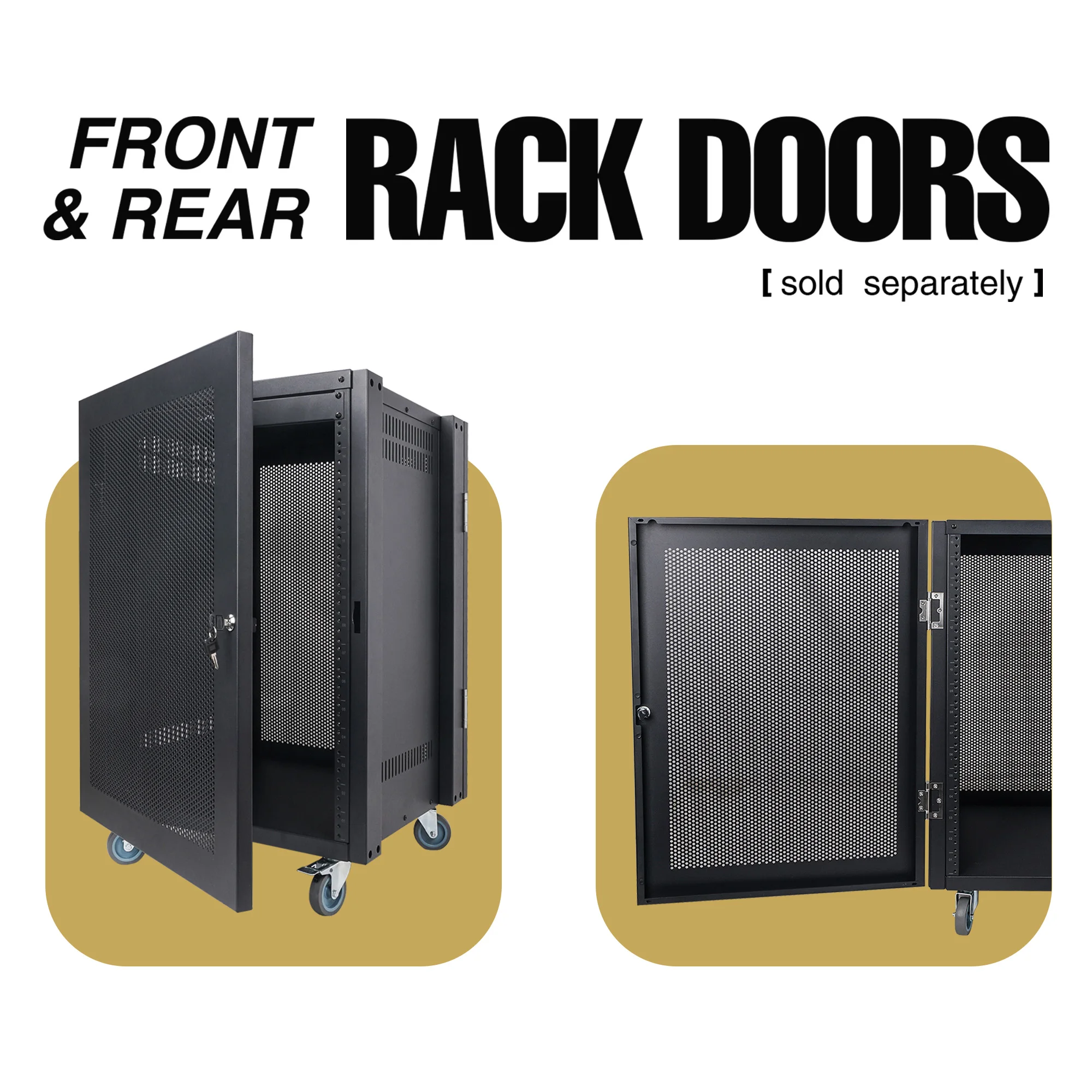 Sound Town 8U Universal Steel Rack, w/Locking Casters, Vented Side Panels for Audio Video, Server and Network Equipment STRK-M8