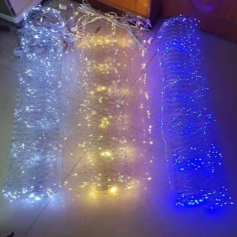 1 X 10 M Each Wedding Decoration LED Wire Mesh Fairy Light Home Ceiling DIY Star Nets White Warm Blue Option