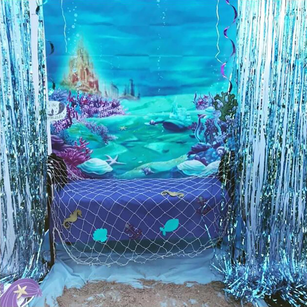 Mermaid Under Sea Bluey Backdrop Photography Ocean Castle Baby Shower Birthday Background Newborn Photo Studio Party Backdrops